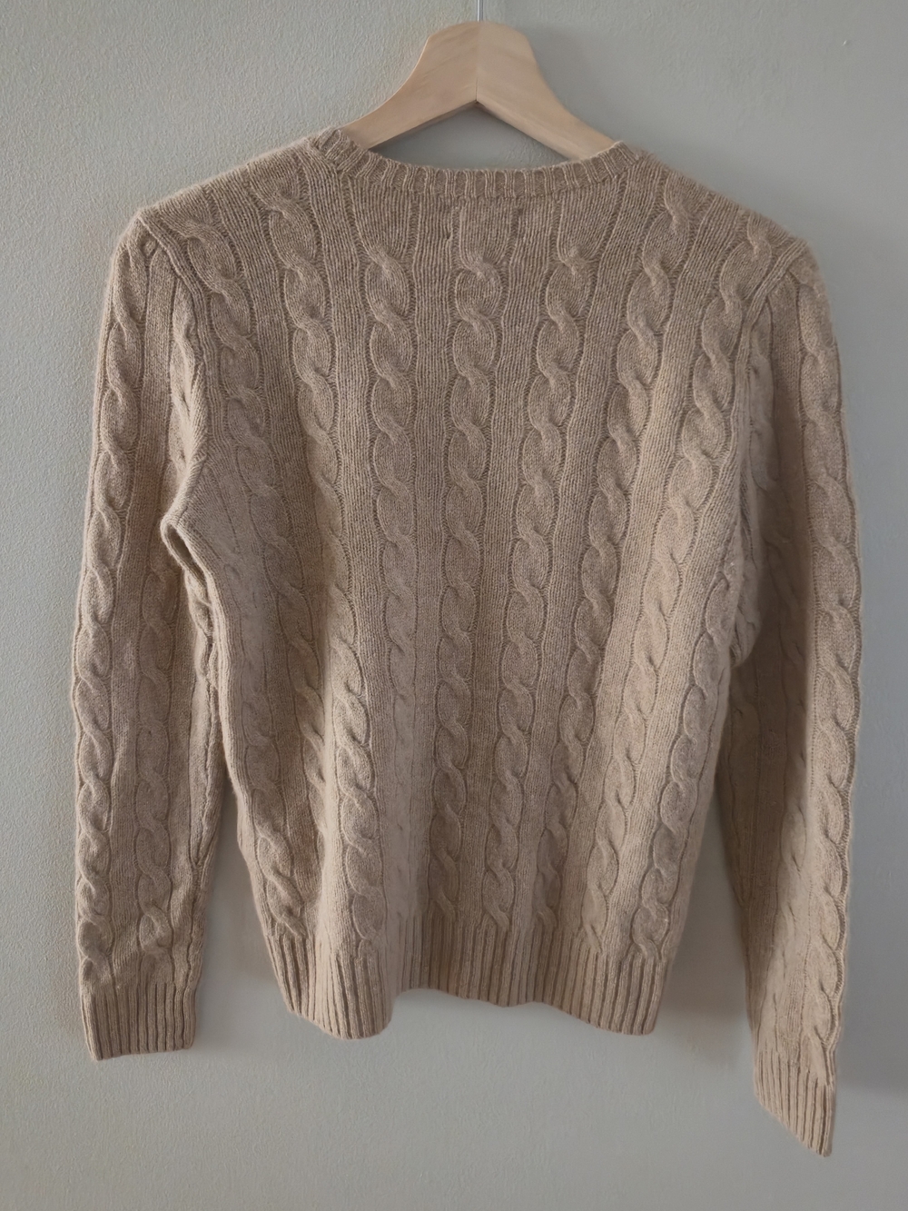 Polo Ralph Lauren Women Cable Knit Wool Cashmere Crewneck Sweater Camel - Picture 7 of 9
